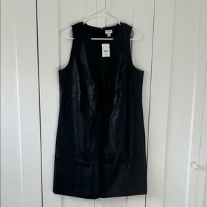 J. Crew Black Leather Sleeveless Dress Size 10